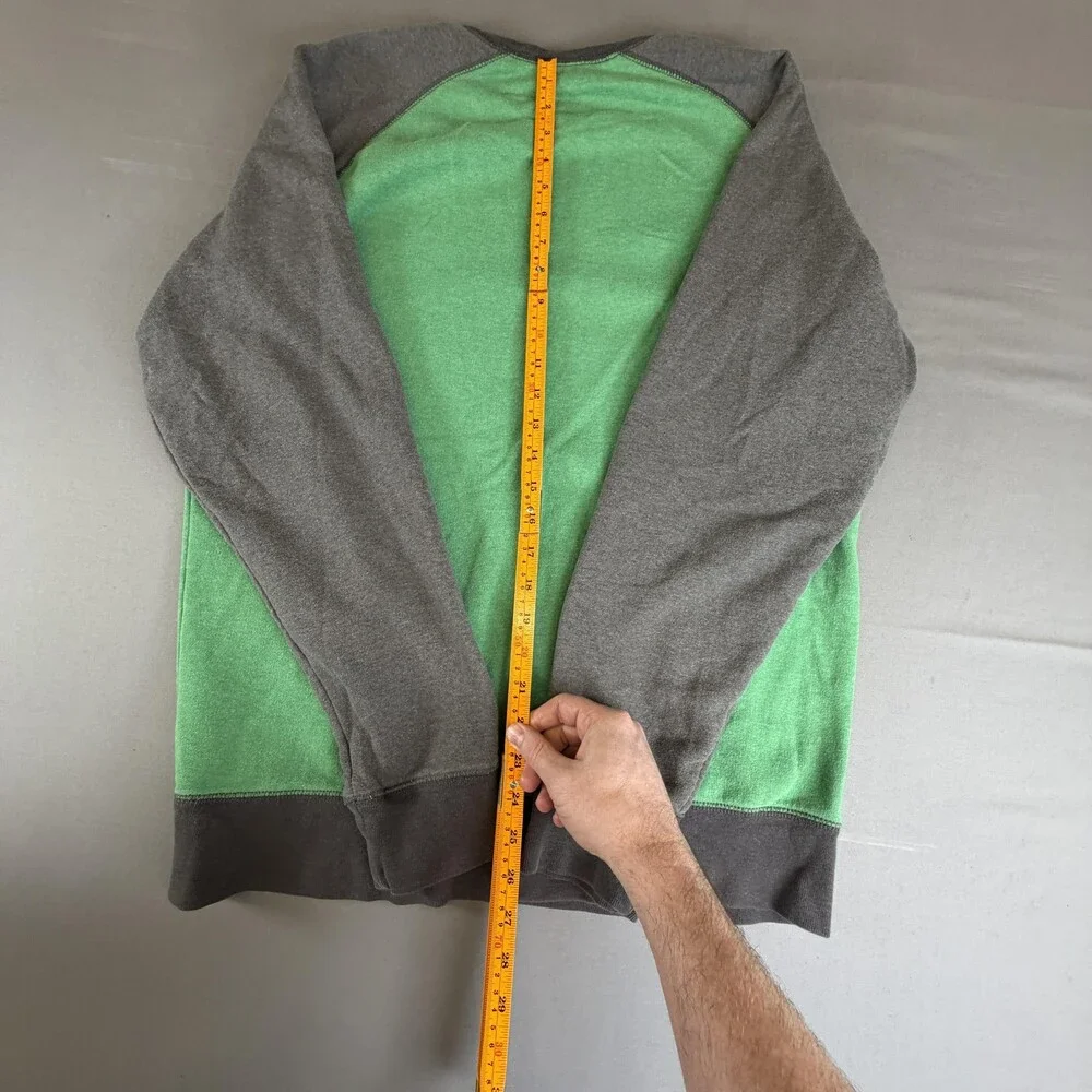 The North Face Sweatshirt Mens Medium Green Gray Fleece Crewneck Pullover Logo
